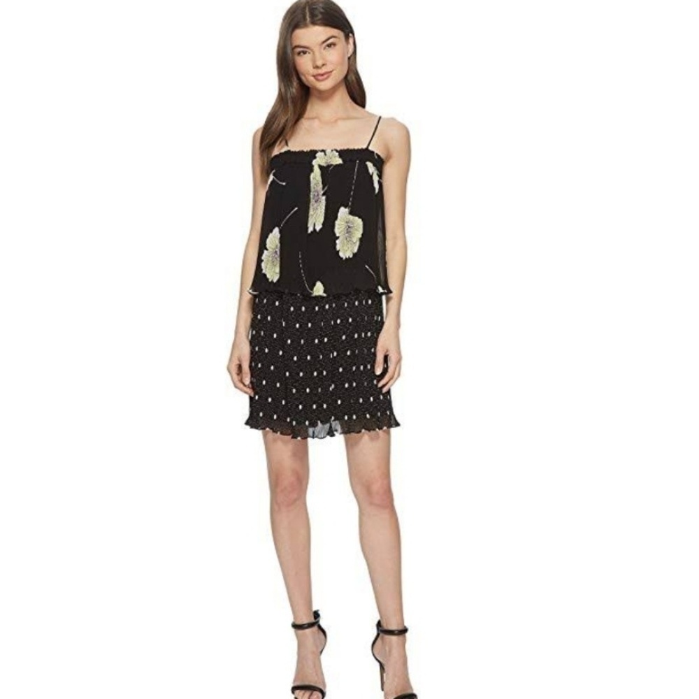 1.STATE Mixed Print Pleated Slip Women's Dress Ric
